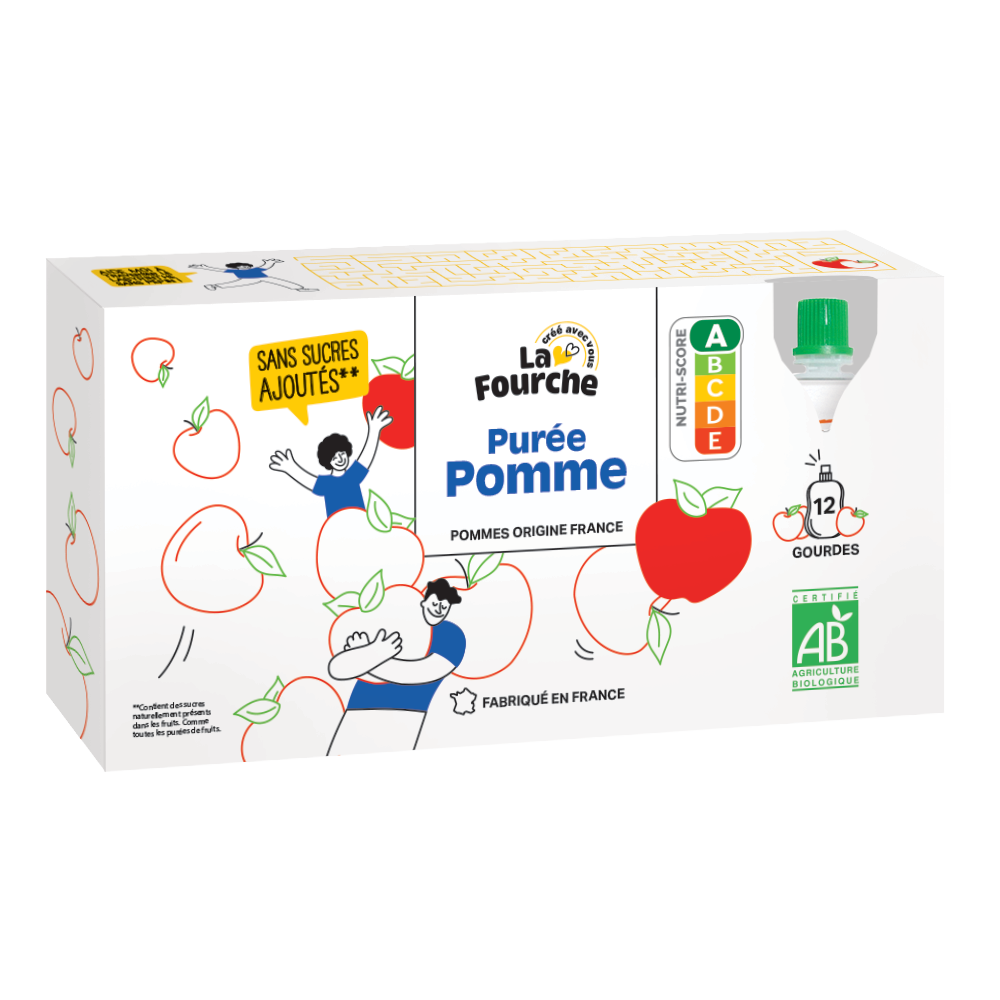 Purée de Pommes en Gourde Bio - 12x90g