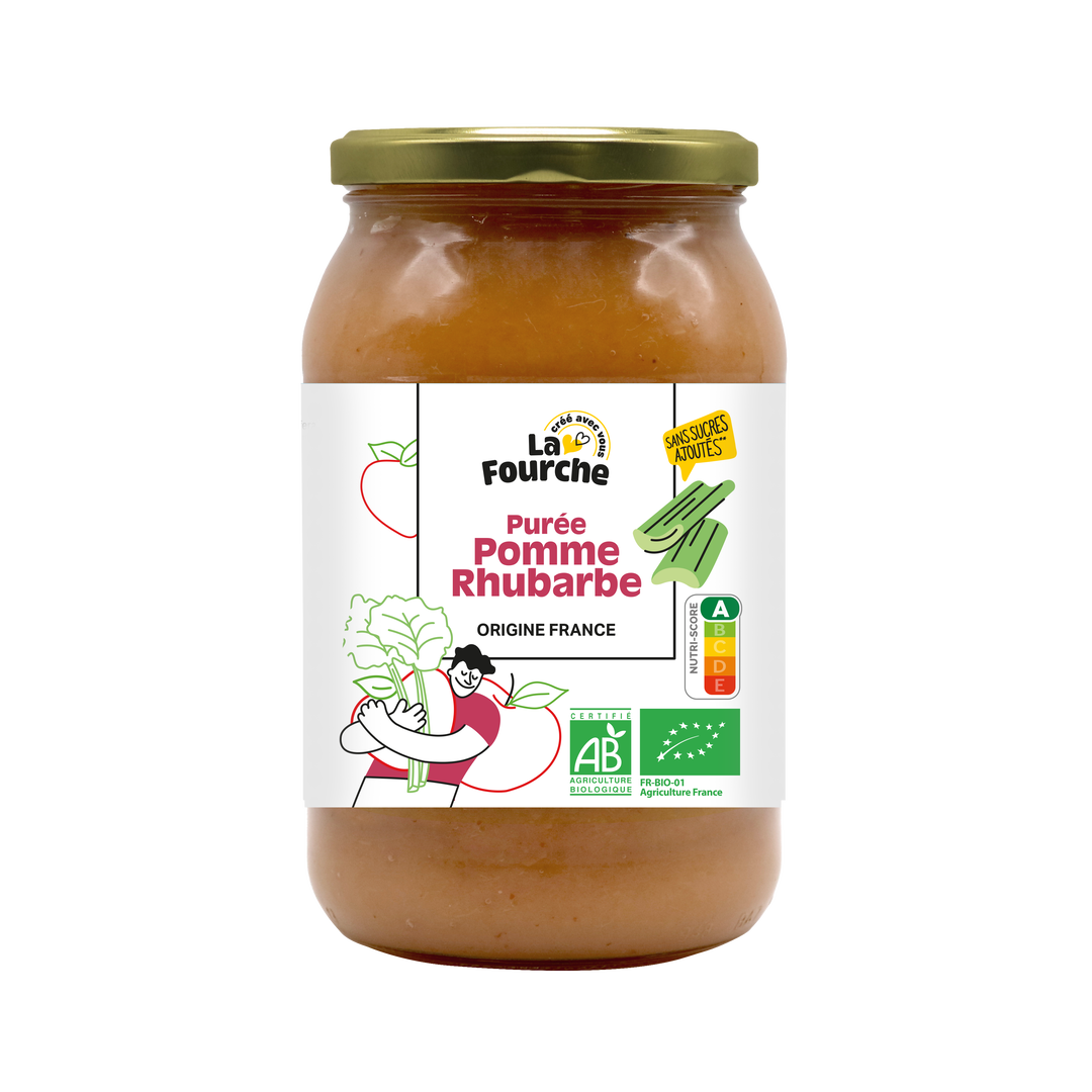 Purée pomme rhubarbe bio