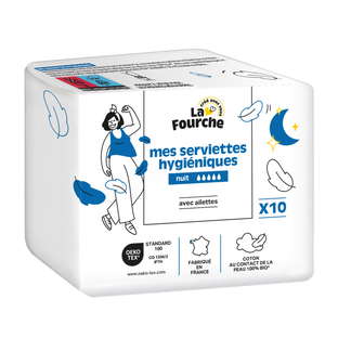 Serviettes nuit avec ailettes x 10