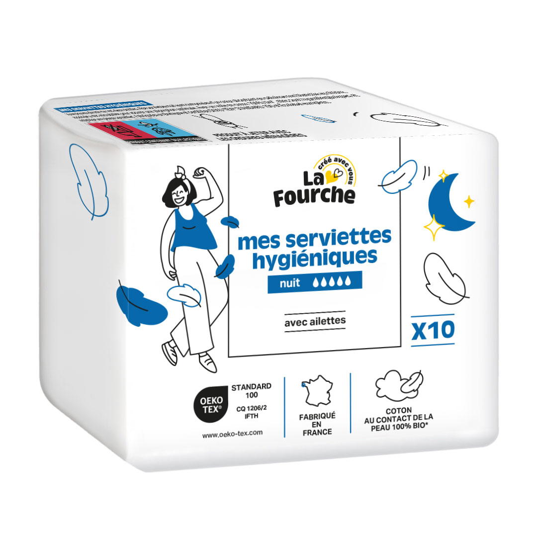 Serviettes nuit avec ailettes x 10