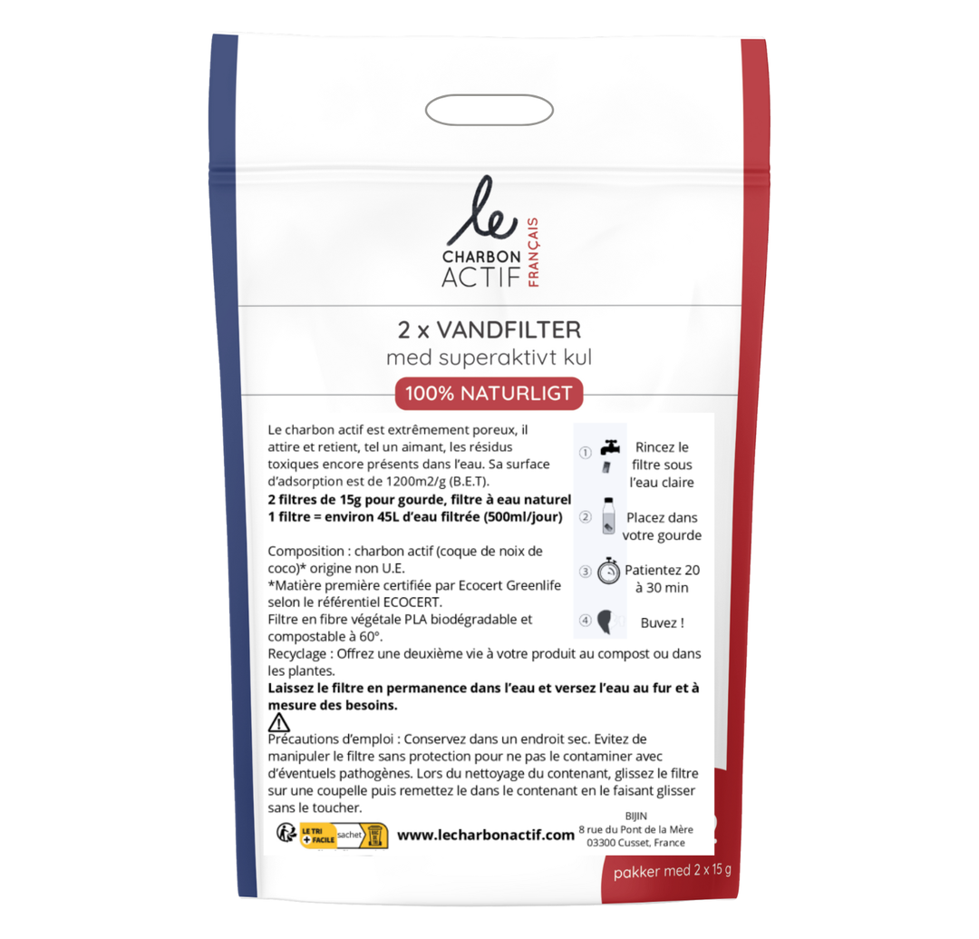 Filtres à Eau au Charbon Végétal pour Gourde x 2