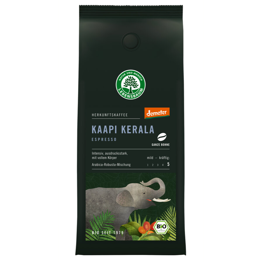Bio Espresso Kaapi Kerala, ganze Bohne, demeter