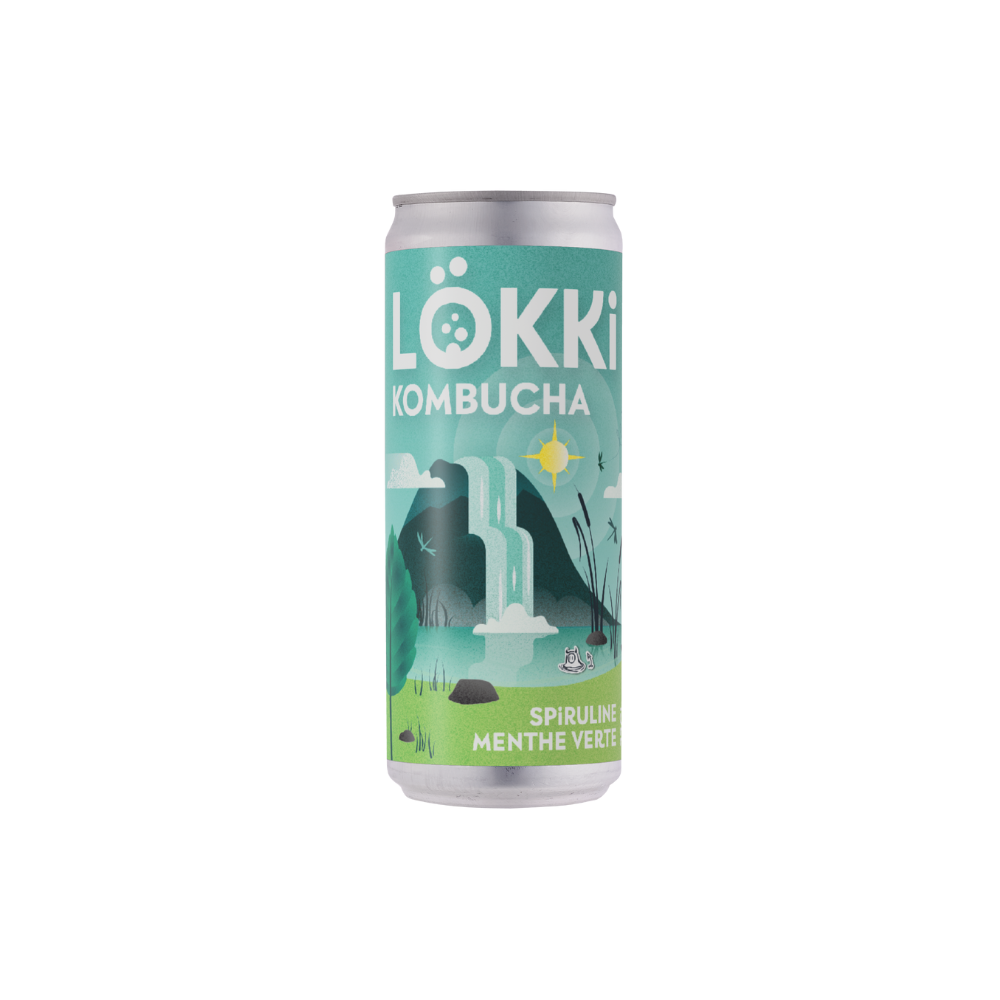 Canette Kombucha Spiruline Menthe Bio et Equitable
