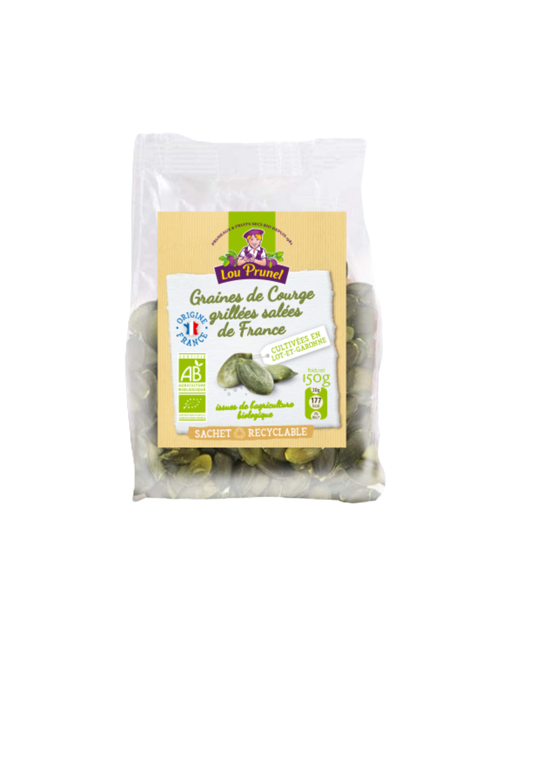 Graines de courge grillées salées bio