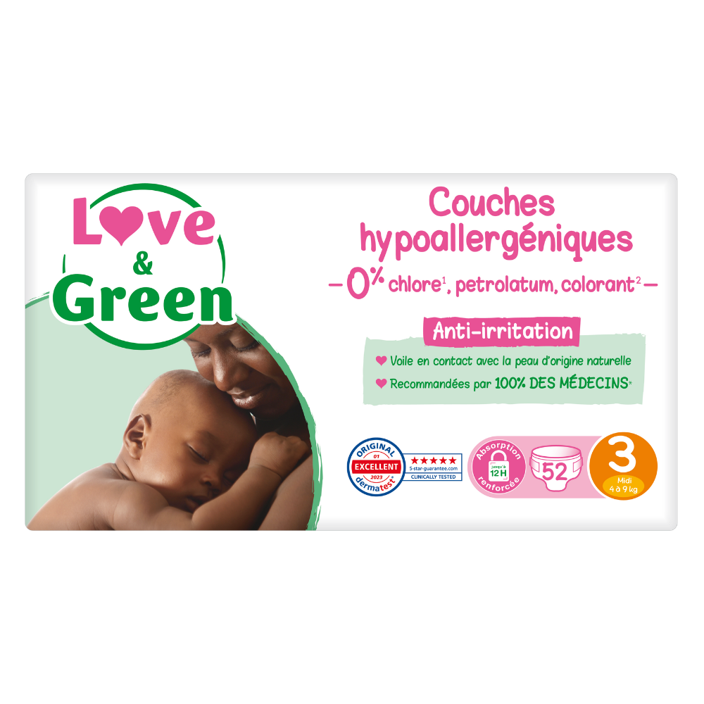 Couches T3 (4-9kg) Hypoallergéniques x 52