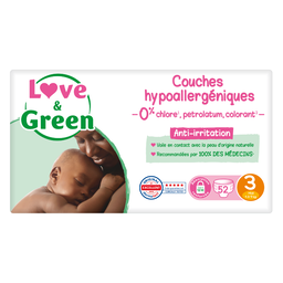 Couches T3 (4-9kg) Hypoallergéniques x 52