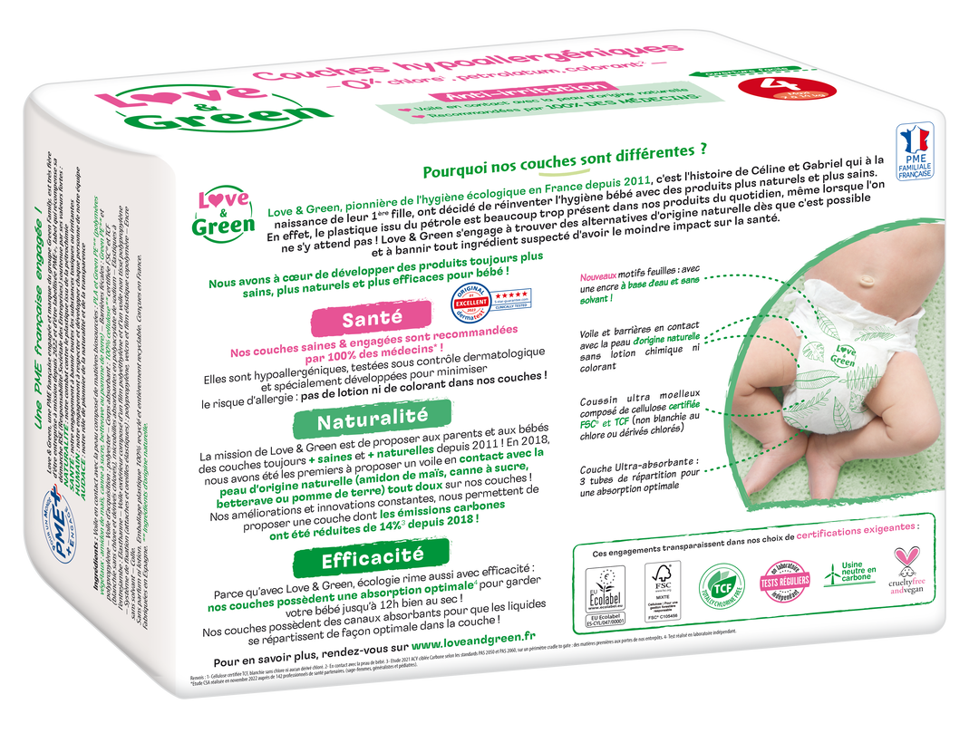 Couches T4 (7-14kg) Hypoallergéniques x 46