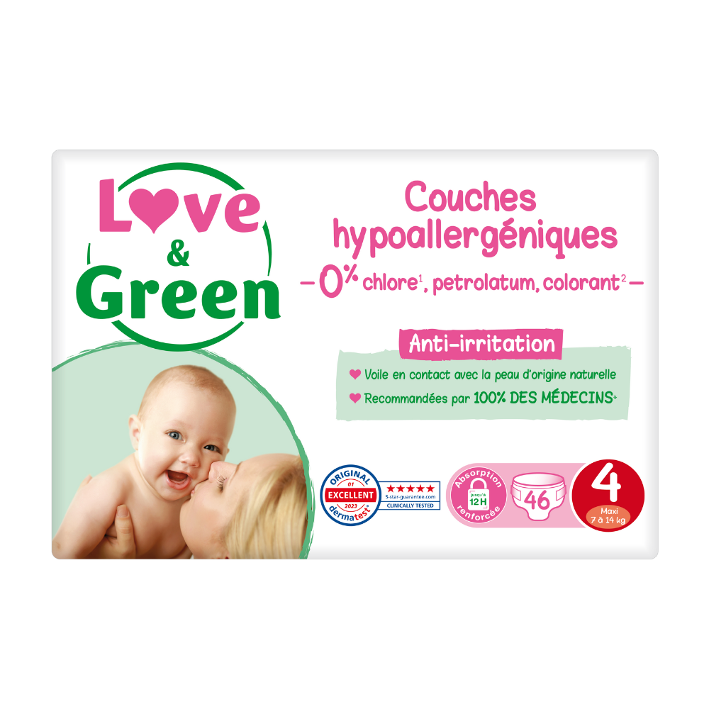 Couches T4 (7-14kg) Hypoallergéniques x 46