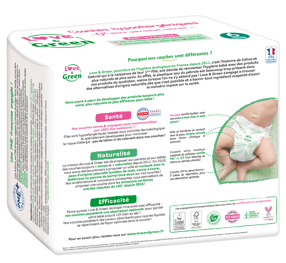 Couches T6 (15kg et +) Hypoallergéniques x 34