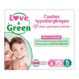Couches T6 (15kg et +) Hypoallergéniques x 34