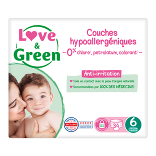 Couches T6 (15kg et +) Hypoallergéniques x 34
