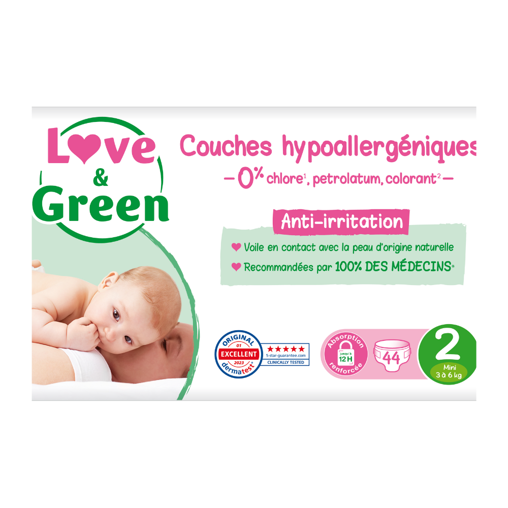 Couches T2 (3-6kg) Hypoallergéniques x 44