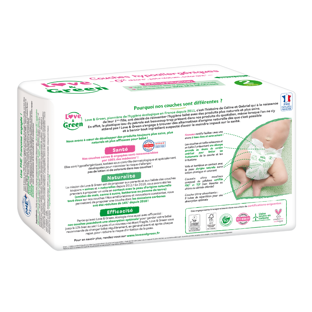 Couches T2 (3-6kg) Hypoallergéniques x 44