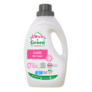 Lessive rechargeable et sans parfum hypoallergénique certifiée Ecodétergent