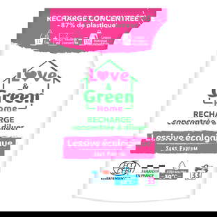 Recharge concentrée à diluer de lessive sans parfum hypoallergénique certifiée Ecodétergent