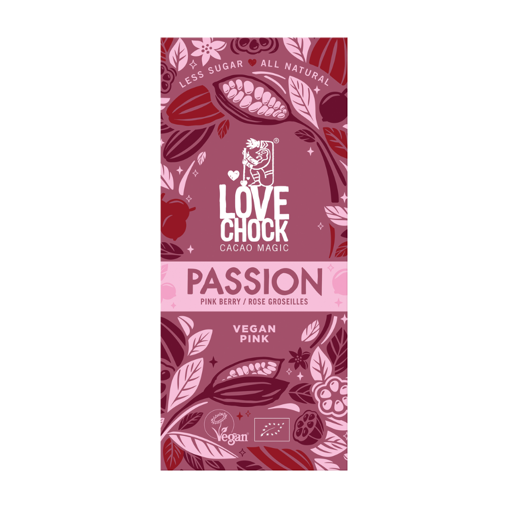 Tablette chocolat rose et groseilles vegan bio
