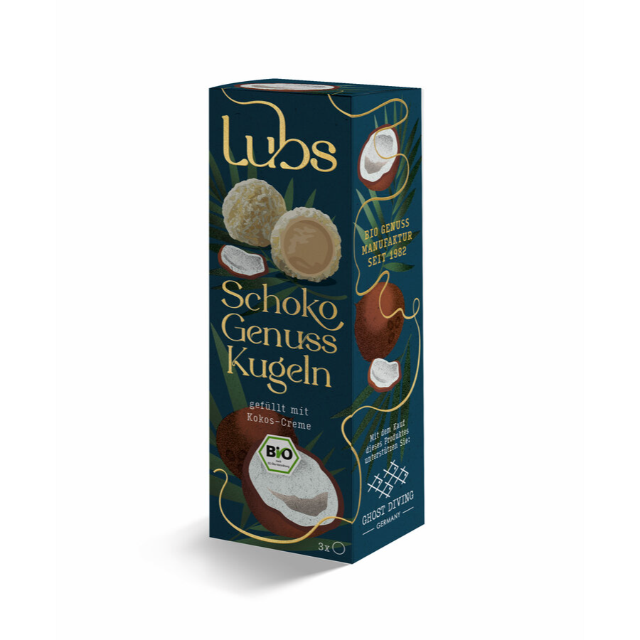 Bio Schoko Genuss Kugeln mit Kokos-Creme, glutenfrei
