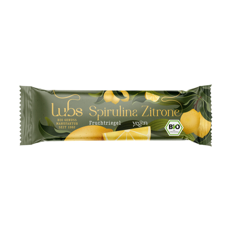 Bio Spirulina Zitrone Fruchtriegel, glutenfrei
