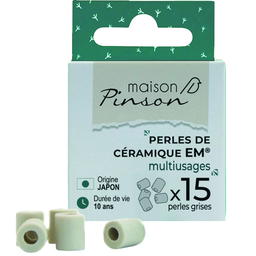 Perles de Céramique Grises x 15