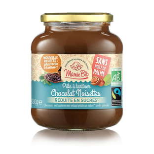 Pâte à tartiner Noisettes Cacao Réduite en Sucres Bio