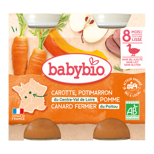 Menu Carotte Potimarron Pomme Et Canard Fermier Bio (dès 8 mois) - 2x200g