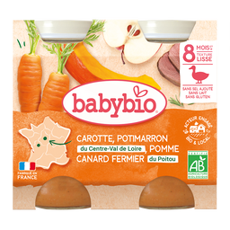 Menu Carotte Potimarron Pomme Et Canard Fermier Bio (dès 8 mois) - 2x200g