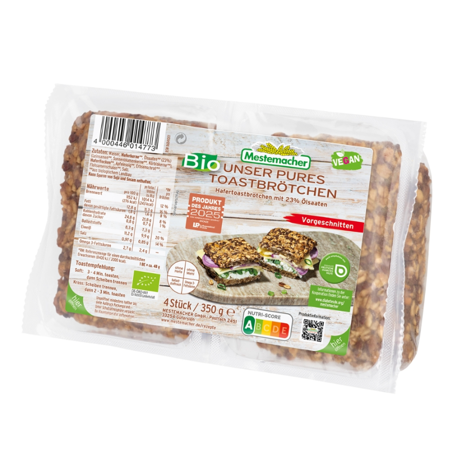 Bio Toastbrötchen mit Ölsaaten, 4 Stück