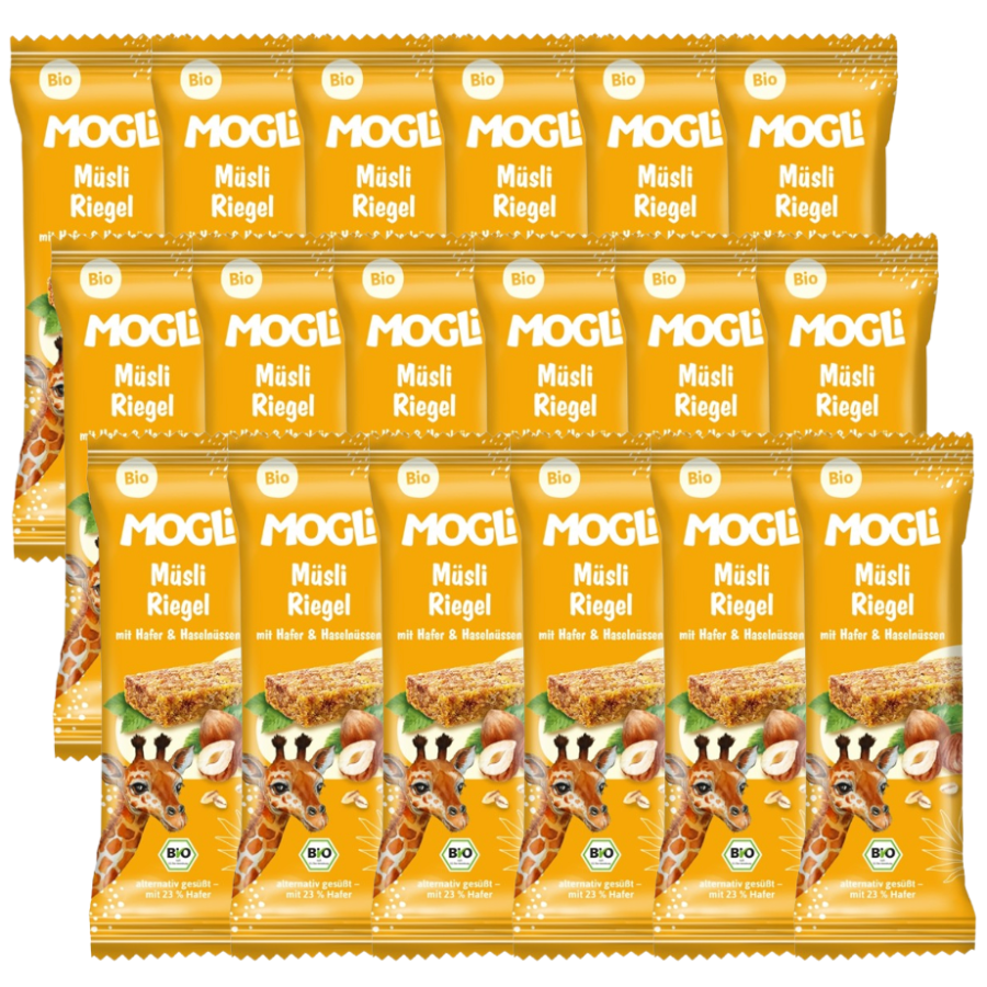 Bio Müsli Riegel mit Hafer & Haselnüssen, Karton 18 Stk.