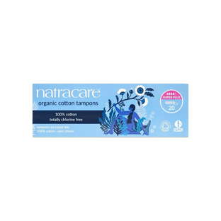 Tampon Super Plus en Coton Bio Sans Applicateur x 20