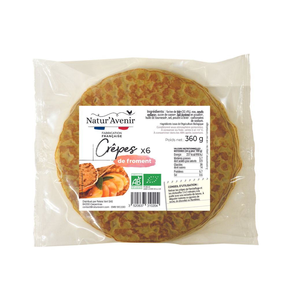 Grandes crêpes fines au froment bio x6