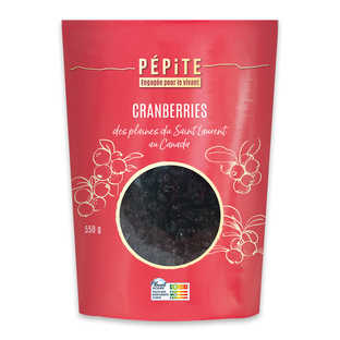 Cranberries du Canada infusées au jus de pomme concentré bio