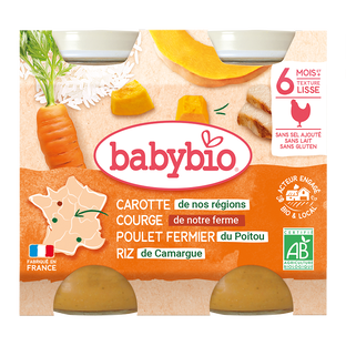 Petits pots Carotte Butternut Poulet Riz Bio (dès 6 mois) - 2x200g