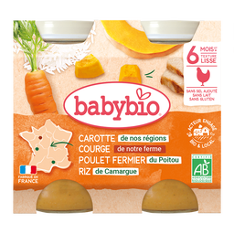 Petits pots Carotte Butternut Poulet Riz Bio (dès 6 mois) - 2x200g