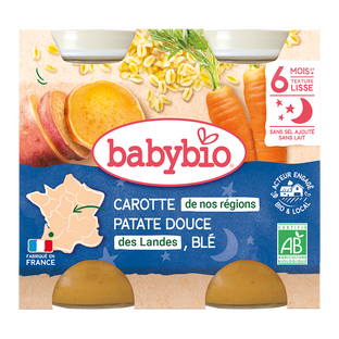 Petits pots soir carotte patate douce et blé bio (dès 6 mois) - 2x200g
