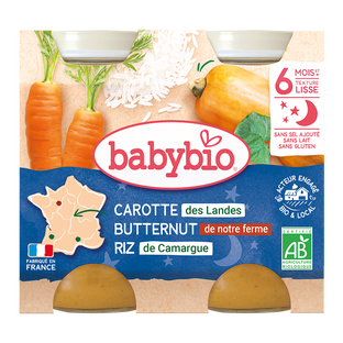 Petits Pots Soir Carottes Butternut et Riz Bio (dès 6 mois) - 2x200g
