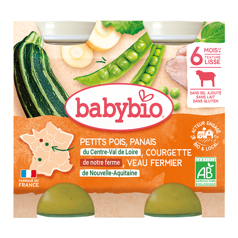 Petits Pots Petits pois Panais Courgette Veau Bio (dès 6 mois) - 2x200g