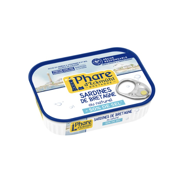 Sardines de Bretagne au naturel -50% de sel