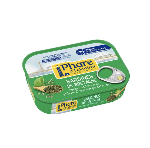 Sardines pêche responsable huile d'olive vierge extra herbes de Provence bio