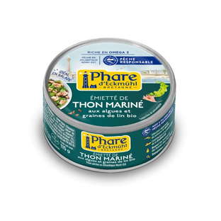 Émietté de thon pêche responsable mariné algues graines de lin bio