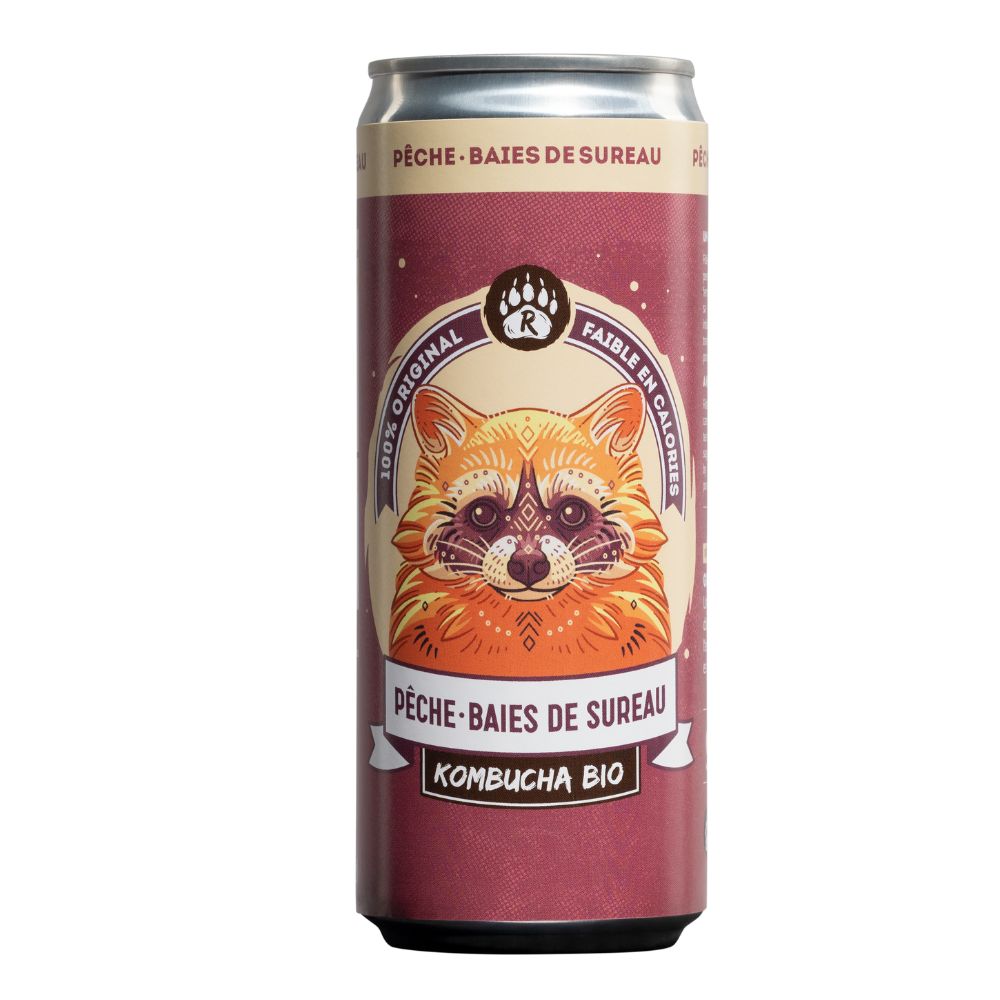 Kombucha pêche et baies de sureau bio