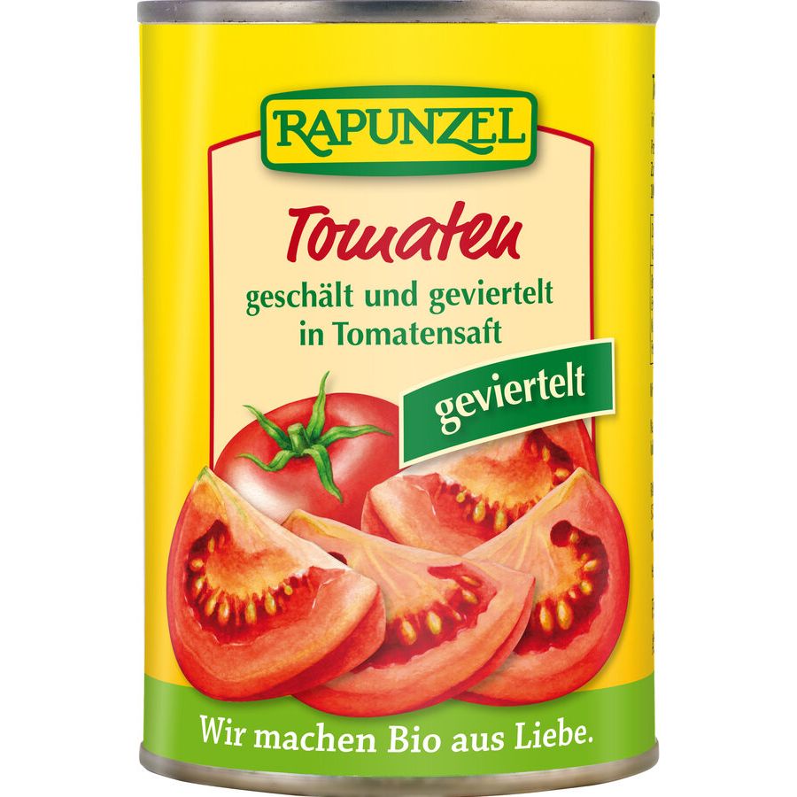 Bio Tomaten geschält und geviertelt