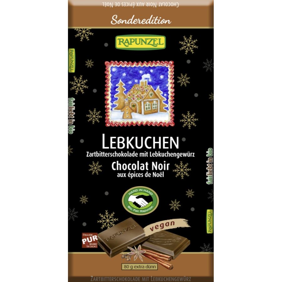 Bio Zartbitterschokolade mit Lebkuchengewürz