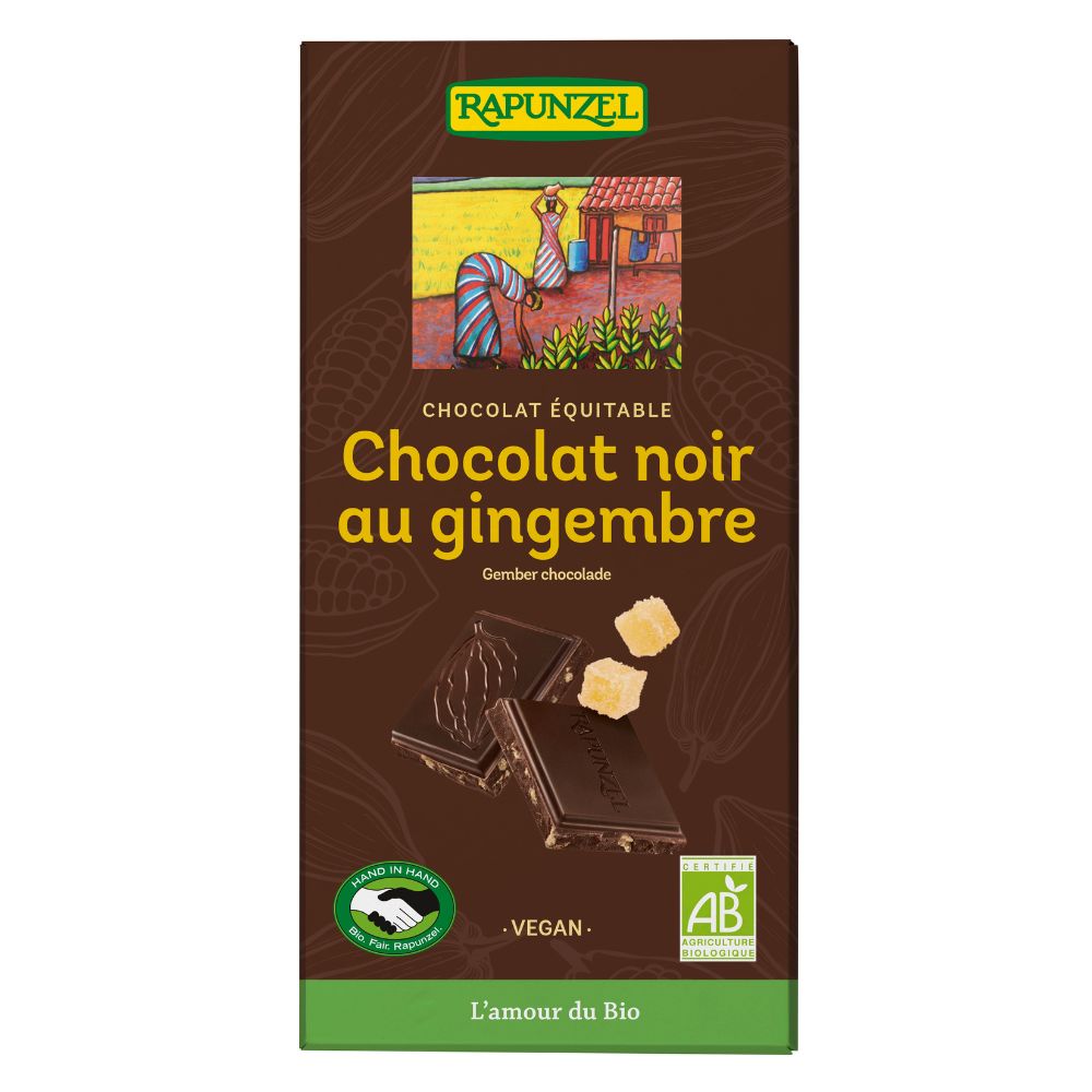 Chocolat noir gingembre bio et équitable