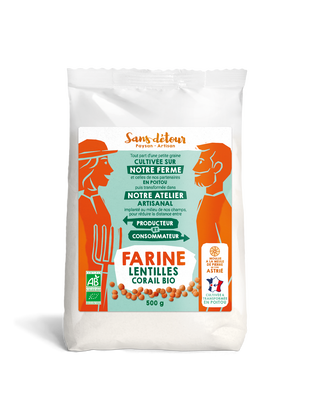 Farine de lentilles corail origine France bio