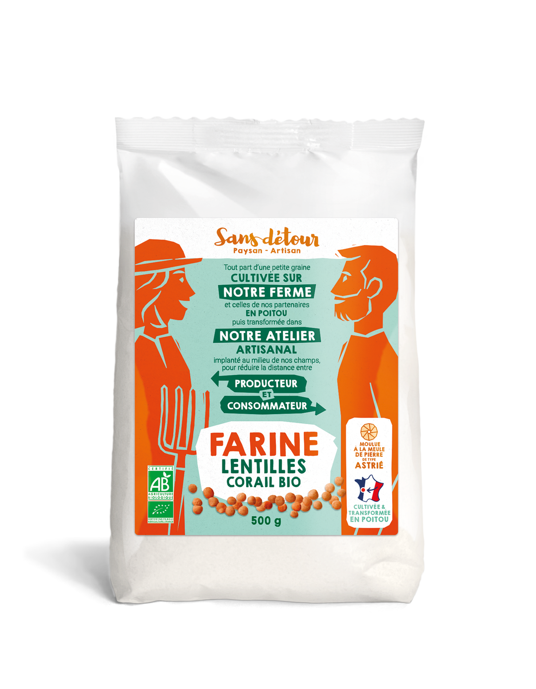 Farine de lentilles corail origine France bio