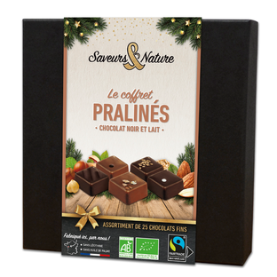 Coffret Pralinés Chocolats Noir Et Lait Bio