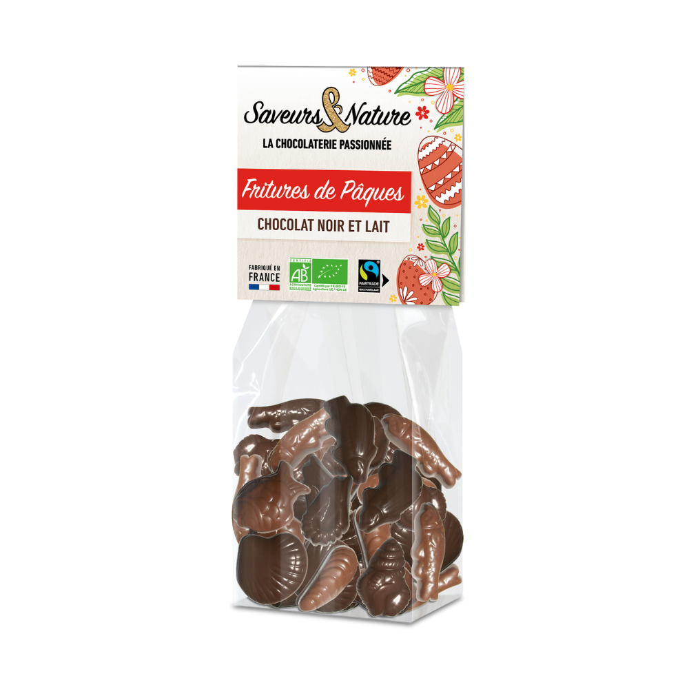 Fritures pâques chocolat au lait et noir 55% bio