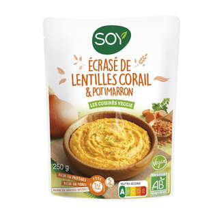 Doy ecrasé de lentilles corail, potimarron et carottes bio