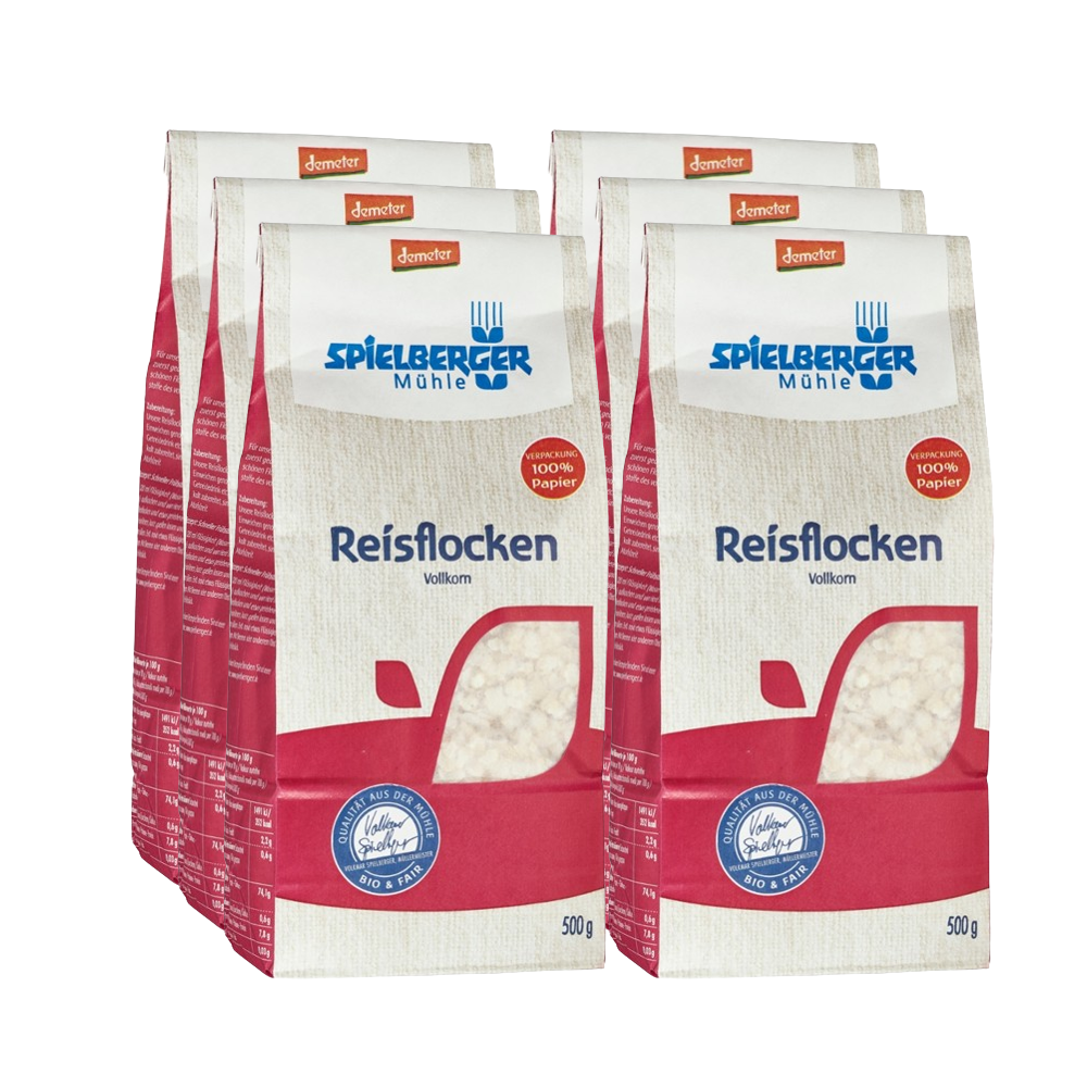 Bio Reisflocken Vollkorn demeter, Karton 6 Stk.