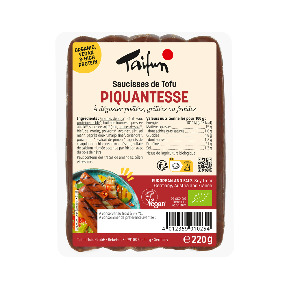 Saucisses de tofu piquantesse bio